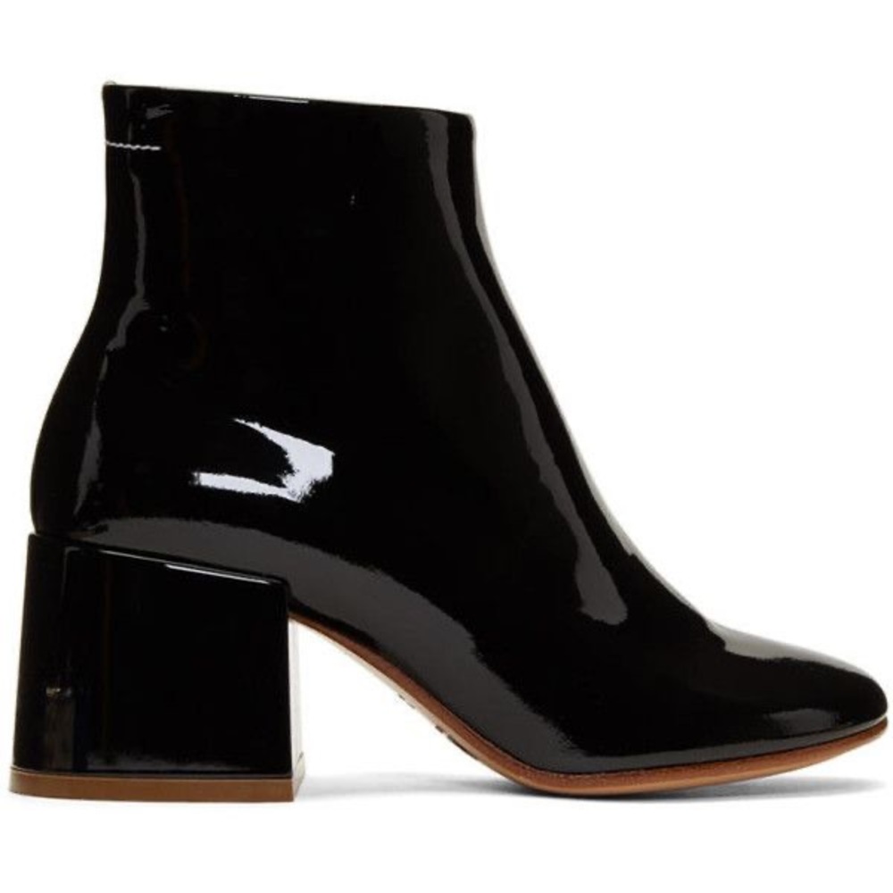 MM6 Maison Margiela Patent Leather Booties